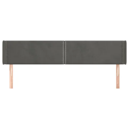 Tête de lit avec oreilles Gris foncé 183x16x78/88 cm Velours