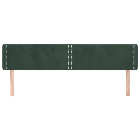 Tête de lit avec oreilles Vert foncé 183x16x78/88 cm Velours