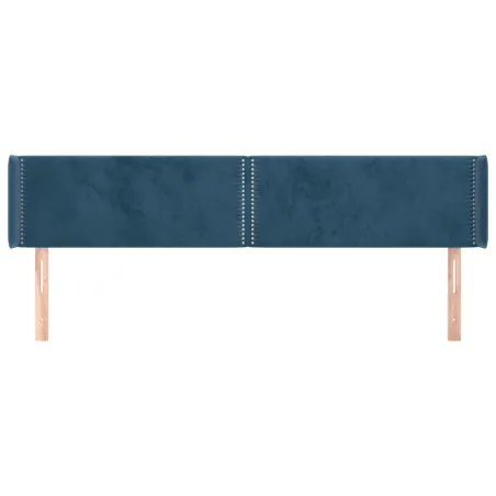Tête de lit avec oreilles Bleu foncé 183x16x78/88 cm Velours