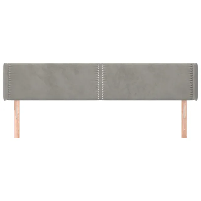 Tête de lit avec oreilles Gris clair 203x16x78/88 cm Velours