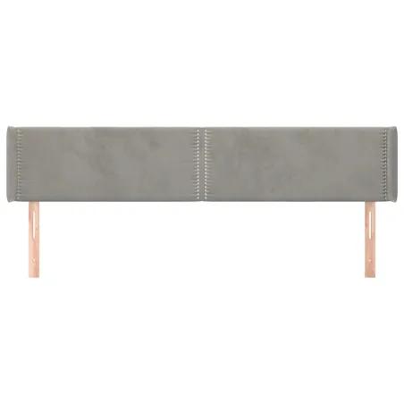 Tête de lit avec oreilles Gris clair 203x16x78/88 cm Velours