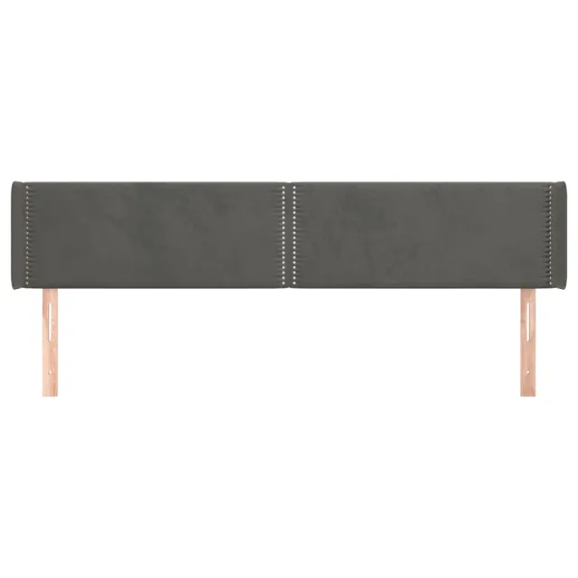 Tête de lit avec oreilles Gris foncé 203x16x78/88 cm Velours