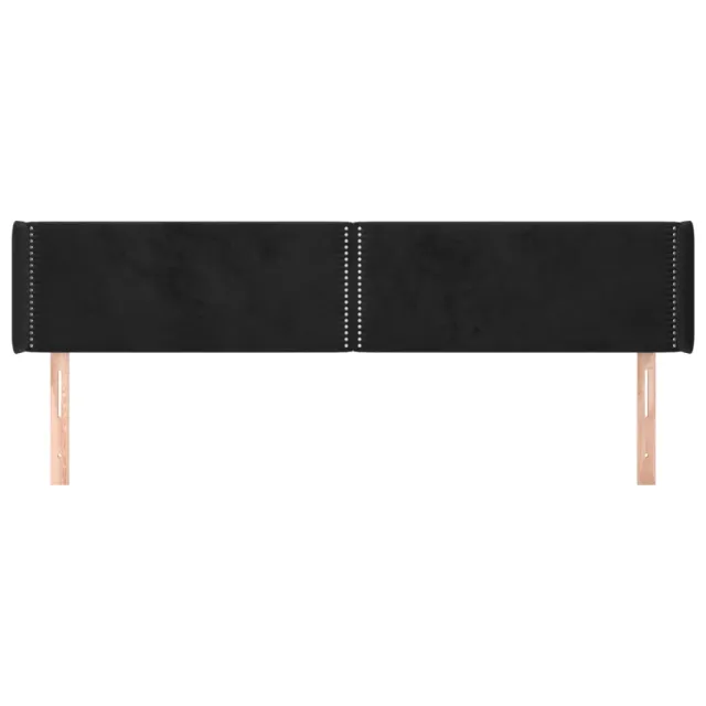 Tête de lit avec oreilles Noir 203x16x78/88 cm Velours