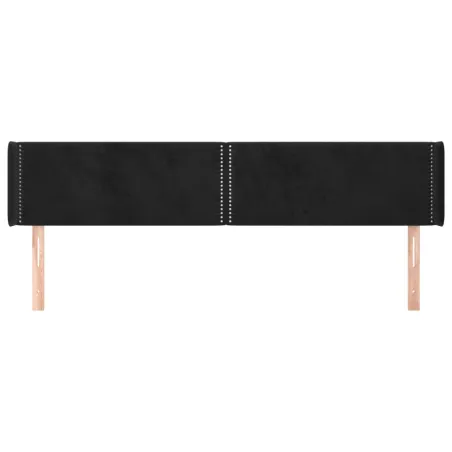 Tête de lit avec oreilles Noir 203x16x78/88 cm Velours
