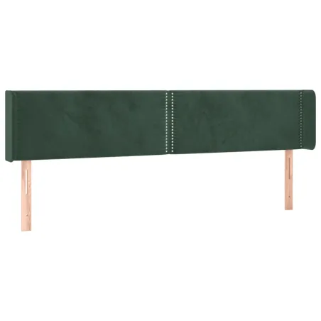 Tête de lit avec oreilles Vert foncé 203x16x78/88 cm Velours