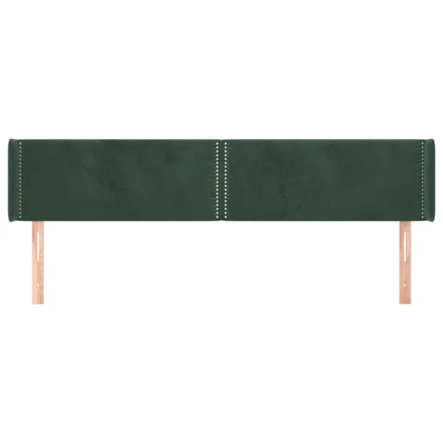 Tête de lit avec oreilles Vert foncé 203x16x78/88 cm Velours