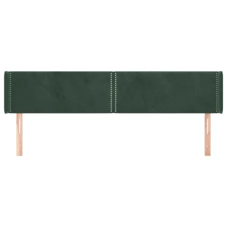 Tête de lit avec oreilles Vert foncé 203x16x78/88 cm Velours