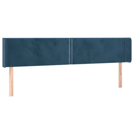 Tête de lit avec oreilles Bleu foncé 203x16x78/88 cm Velours 2