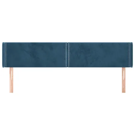 Tête de lit avec oreilles Bleu foncé 203x16x78/88 cm Velours