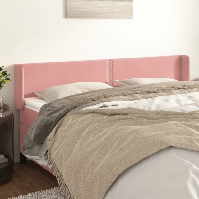 Tête de lit avec oreilles Rose 203x16x78/88 cm Velours