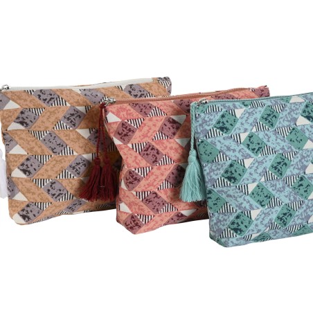 Nécessaire de Voyage Home ESPRIT Marron Turquoise Corail 25 x 5 x 20
