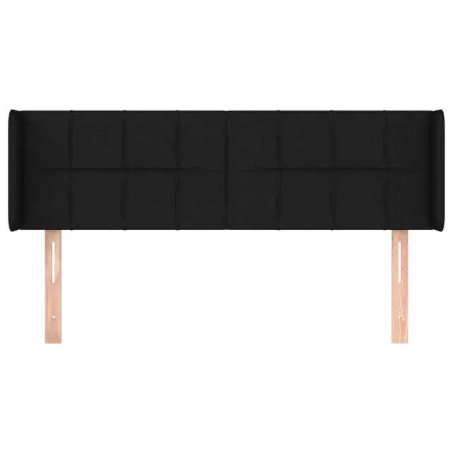 Tête de lit avec oreilles Noir 147x16x78/88 cm Tissu