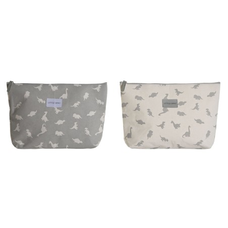 Travel Vanity Case DKD Home Decor White Grey Cotton 33 x 8 x 21 cm (2