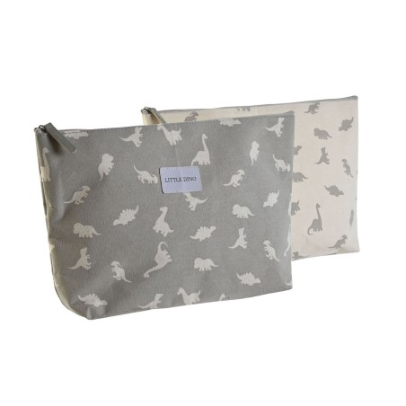 Travel Vanity Case DKD Home Decor White Grey Cotton 33 x 8 x 21 cm (2