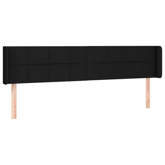 Tête de lit avec oreilles Noir 203x16x78/88 cm Tissu