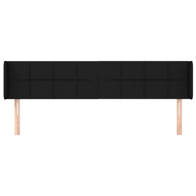 Tête de lit avec oreilles Noir 203x16x78/88 cm Tissu