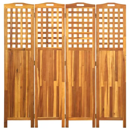 Cloison de séparation 4 panneaux 161x2x170 cm Bois d'acacia 2