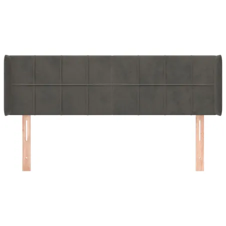 Tête de lit avec oreilles Gris foncé 147x16x78/88 cm Velours