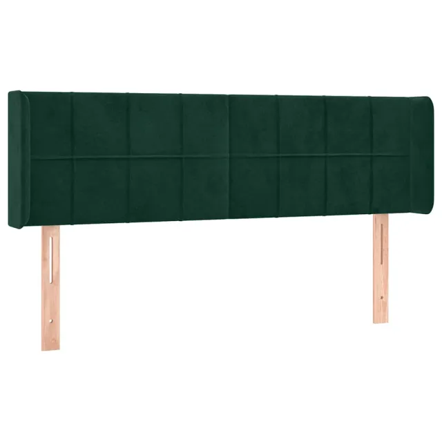 Tête de lit avec oreilles Vert foncé 147x16x78/88 cm Velours