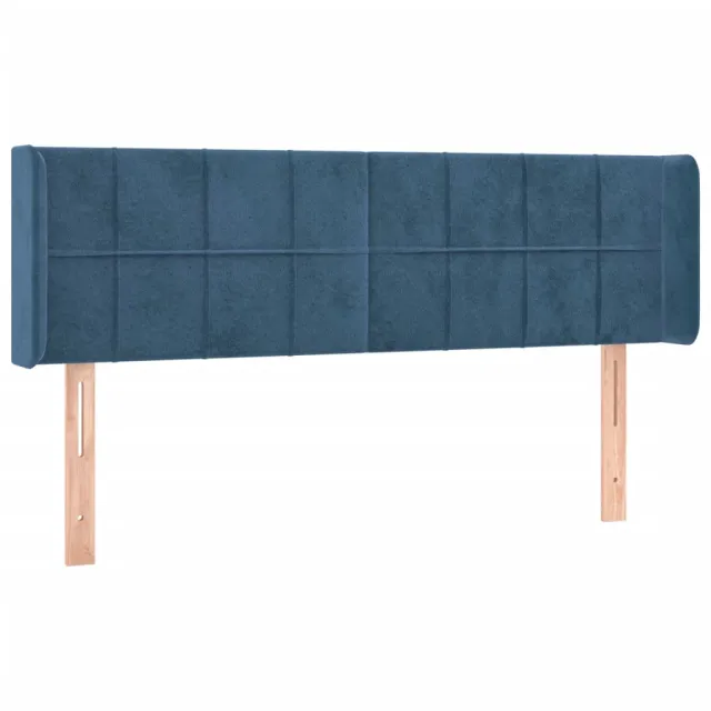 Tête de lit avec oreilles Bleu foncé 147x16x78/88 cm Velours