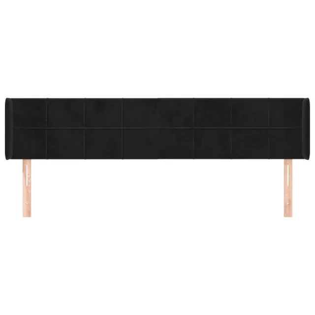 Tête de lit avec oreilles Noir 163x16x78/88 cm Velours