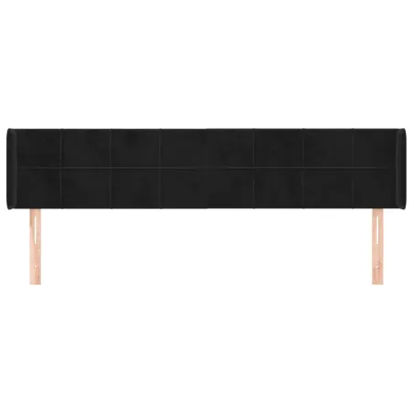 Tête de lit avec oreilles Noir 163x16x78/88 cm Velours