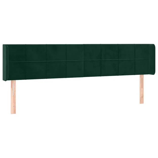 Tête de lit avec oreilles Vert foncé 163x16x78/88 cm Velours