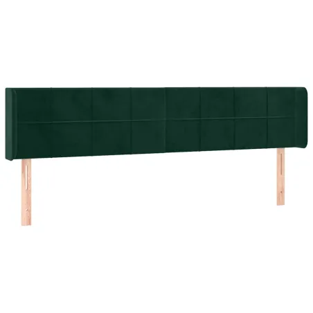 Tête de lit avec oreilles Vert foncé 163x16x78/88 cm Velours