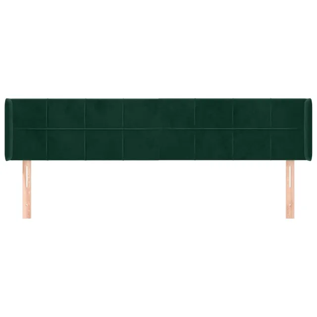 Tête de lit avec oreilles Vert foncé 163x16x78/88 cm Velours