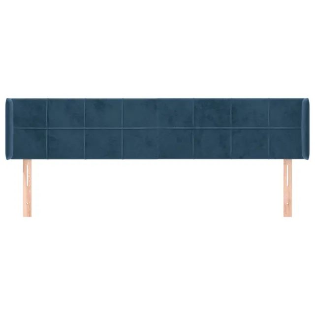 Tête de lit avec oreilles Bleu foncé 163x16x78/88 cm Velours