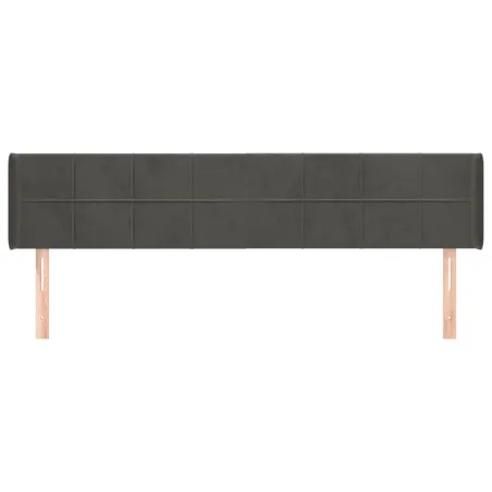Tête de lit avec oreilles Gris foncé 183x16x78/88 cm Velours