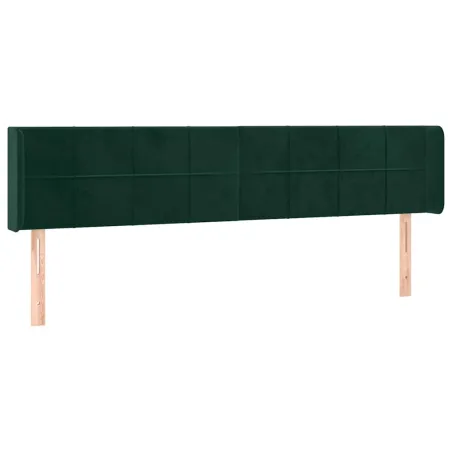 Tête de lit avec oreilles Vert foncé 183x16x78/88 cm Velours