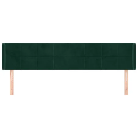Tête de lit avec oreilles Vert foncé 183x16x78/88 cm Velours