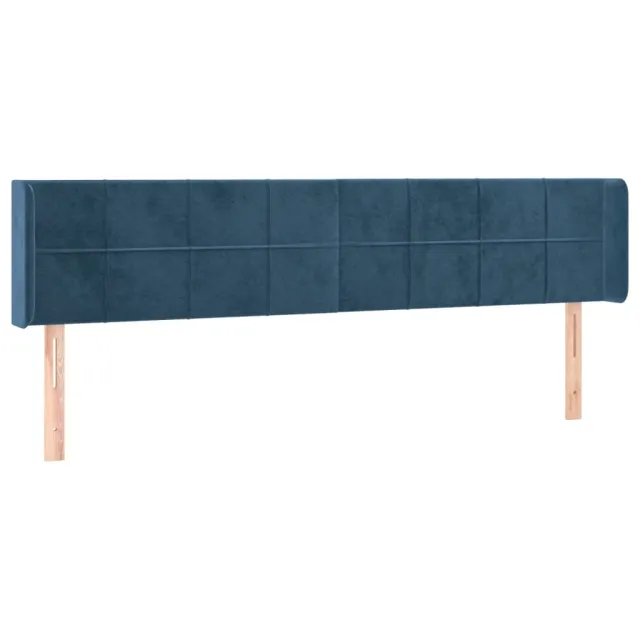 Tête de lit avec oreilles Bleu foncé 183x16x78/88 cm Velours