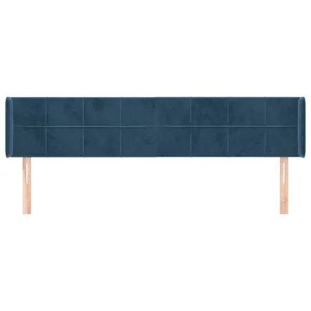 Tête de lit avec oreilles Bleu foncé 183x16x78/88 cm Velours