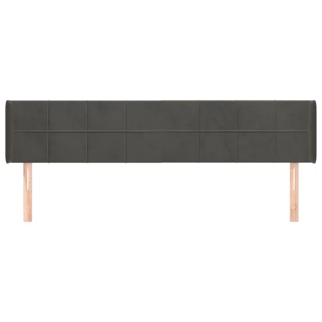 Tête de lit avec oreilles Gris foncé 203x16x78/88 cm Velours
