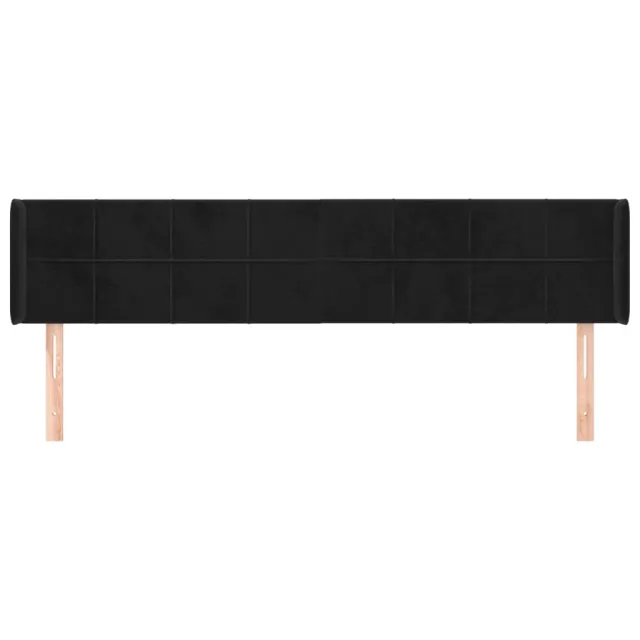 Tête de lit avec oreilles Noir 203x16x78/88 cm Velours