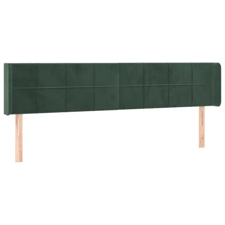 Tête de lit avec oreilles Vert foncé 203x16x78/88 cm Velours 2