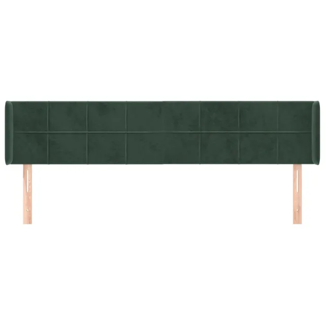Tête de lit avec oreilles Vert foncé 203x16x78/88 cm Velours