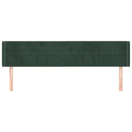Tête de lit avec oreilles Vert foncé 203x16x78/88 cm Velours