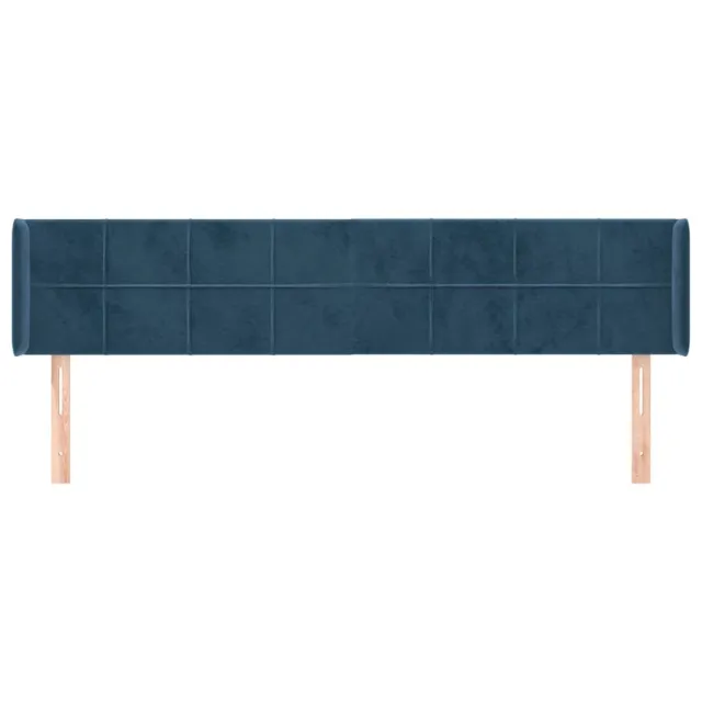 Tête de lit avec oreilles Bleu foncé 203x16x78/88 cm Velours