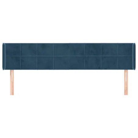 Tête de lit avec oreilles Bleu foncé 203x16x78/88 cm Velours