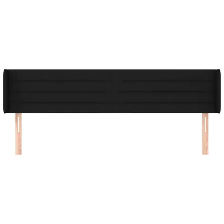 Tête de lit avec oreilles Noir 203x16x78/88 cm Tissu
