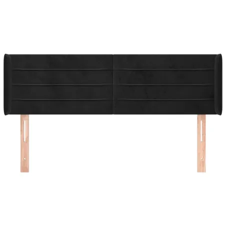 Tête de lit avec oreilles Noir 147x16x78/88 cm Velours