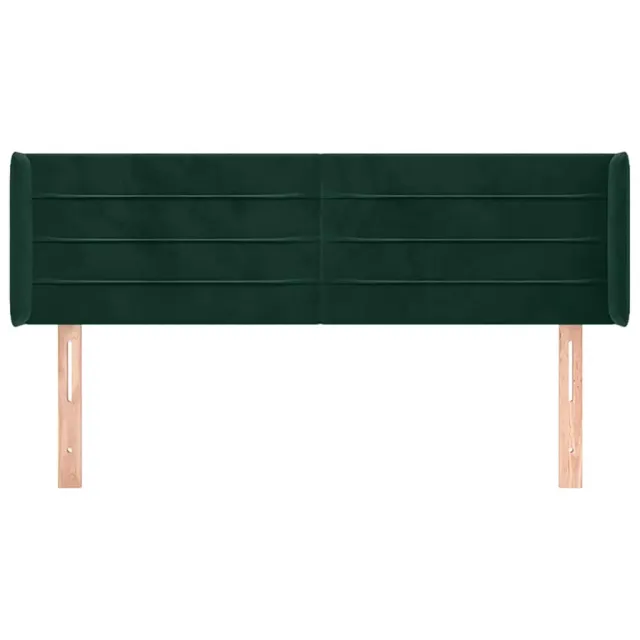 Tête de lit avec oreilles Vert foncé 147x16x78/88 cm Velours