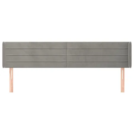 Tête de lit avec oreilles Gris clair 163x16x78/88 cm Velours