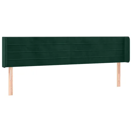 Tête de lit avec oreilles Vert foncé 163x16x78/88 cm Velours