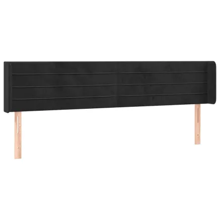 Tête de lit avec oreilles Noir 183x16x78/88 cm Velours 2