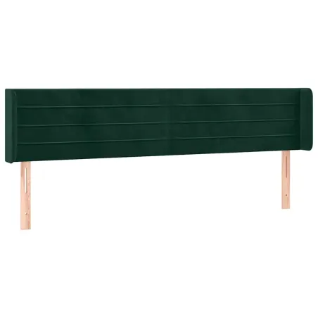 Tête de lit avec oreilles Vert foncé 183x16x78/88 cm Velours