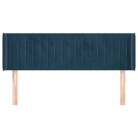 Tête de lit avec oreilles Bleu foncé 147x16x78/88 cm Velours
